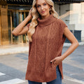 Fashion cross-border foreign trade women's clothing  independent station new arrivalcasual turtleneck sweater knitted vest vest trendy