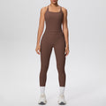 New arrival cross-border brushed back tight i-shaped back flap pocket pants yoga suit sports running fitness two-piece set
