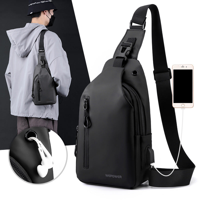 Cross-border new men's breast bag casual large-capacity shoulder messenger bag Korean version locomotive bag anti-splashing trend backpack