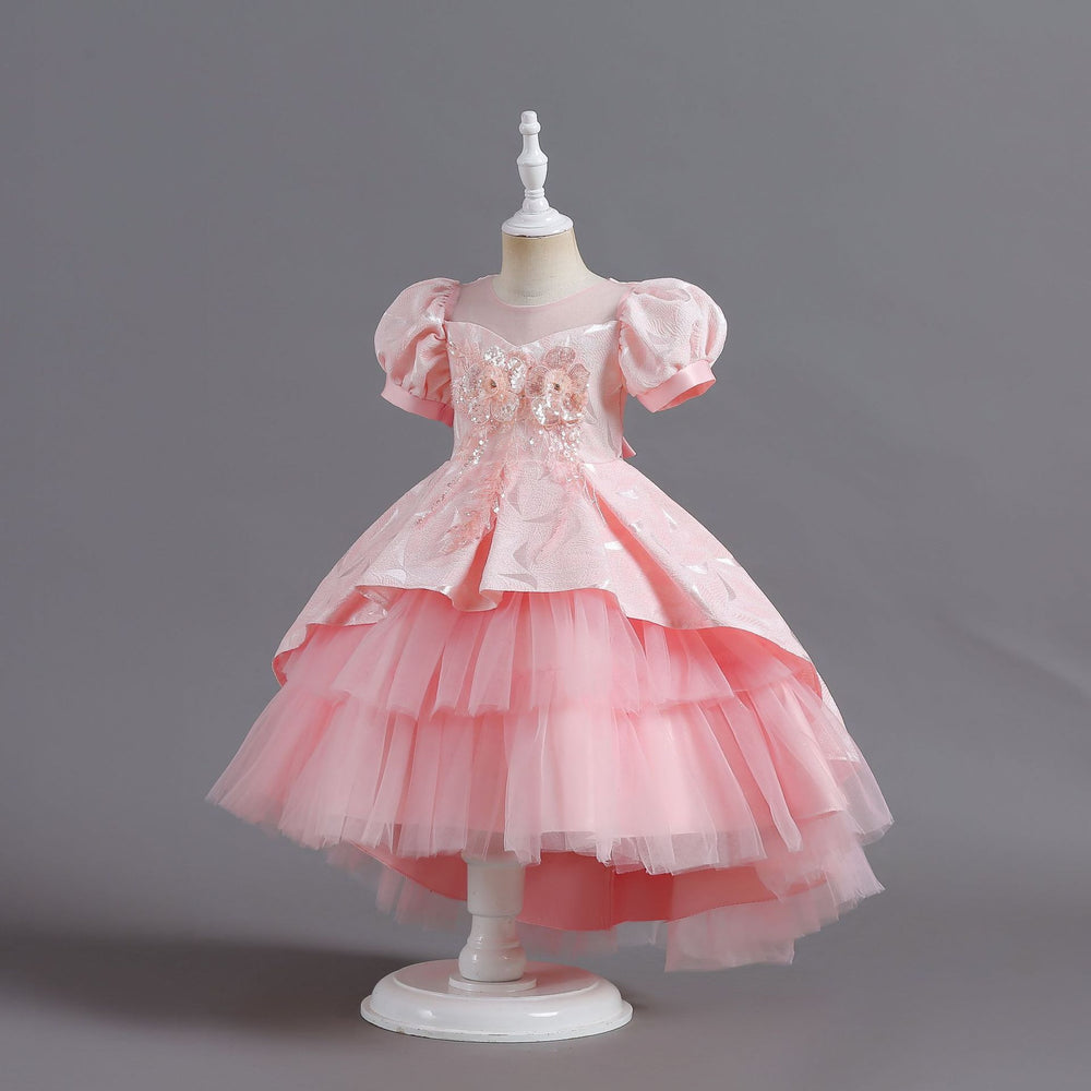 Export children's clothing trailing princess dress sequin pattern wedding dress evening dress christmas holiday dress girl dress