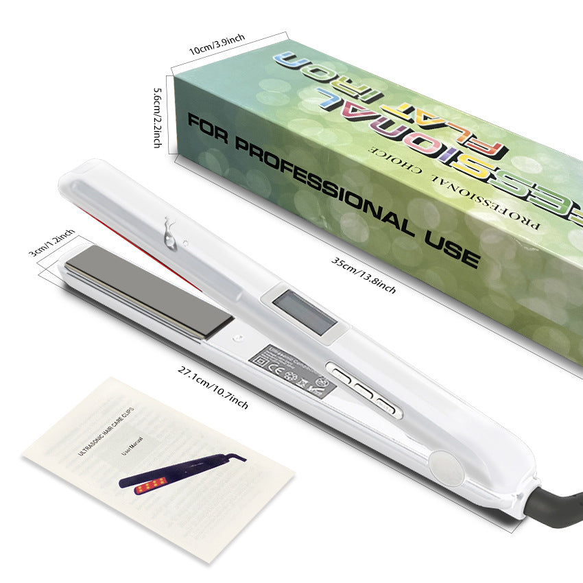 Cross-border ultrasonic hair straightener infrared low temperature splint hair salon protein correction special straight clip curling iron