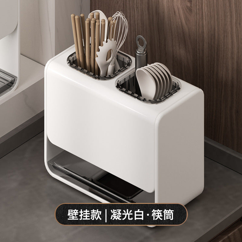 Kitchen chopstick tube rack non-punching wall-mounted wall drain acrylic chopstick cage chopstick basket storage box knife holder