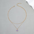 Crystal devil's eye necklace wholesale cross-border gold plated pendant women's stylish double layer classy rose gold sweater chain