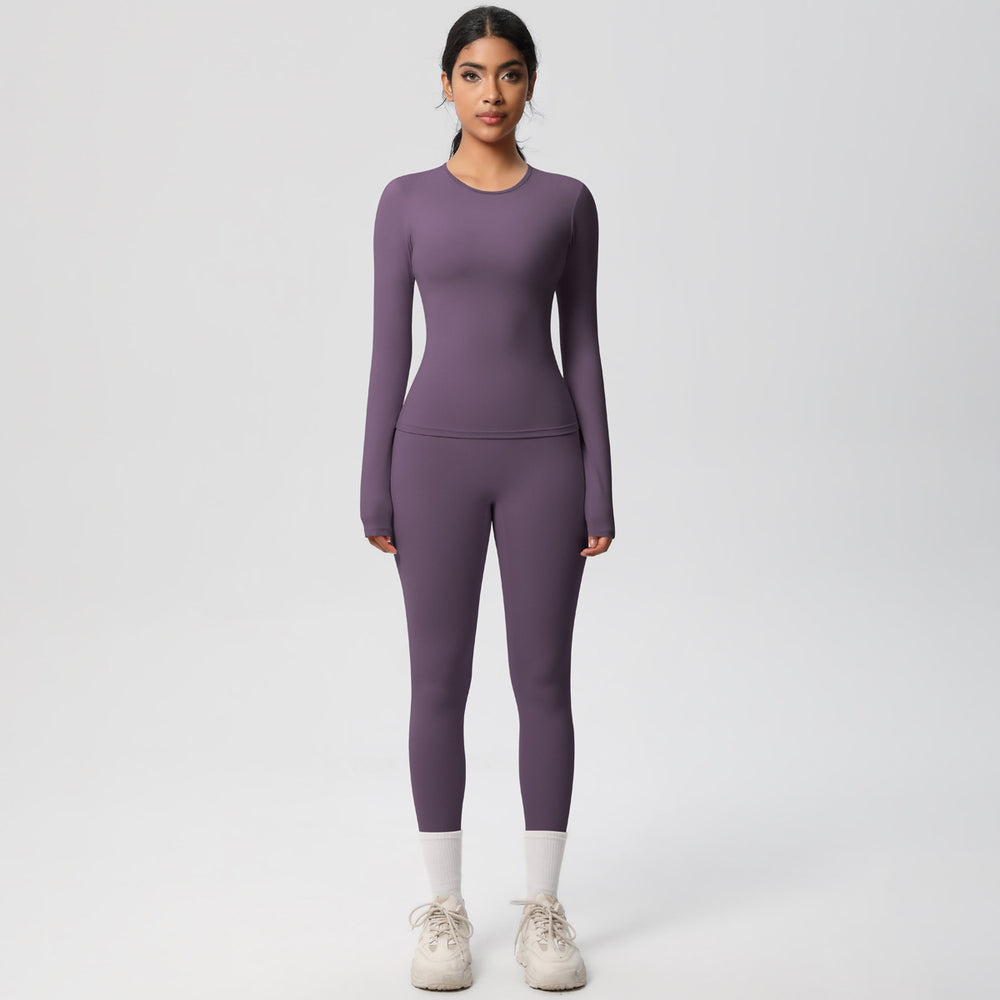 European and american brushed nylon tight-fitting yoga set - casual, quick-drying fitness apparel for women's outdoor running and sports