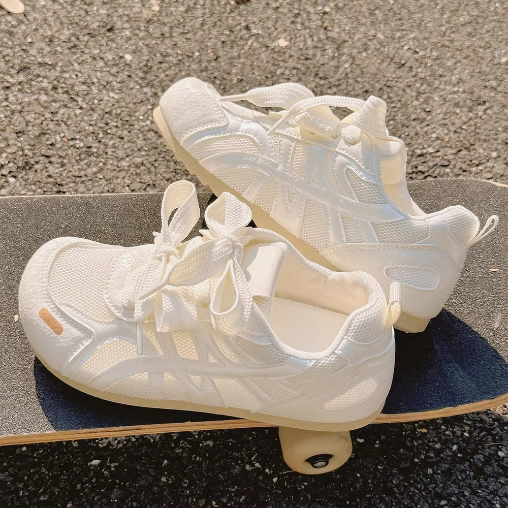 Hollow breathable white shoes women's 2026new arrivalsummer mesh german training soft bottom not tired feet casual sports