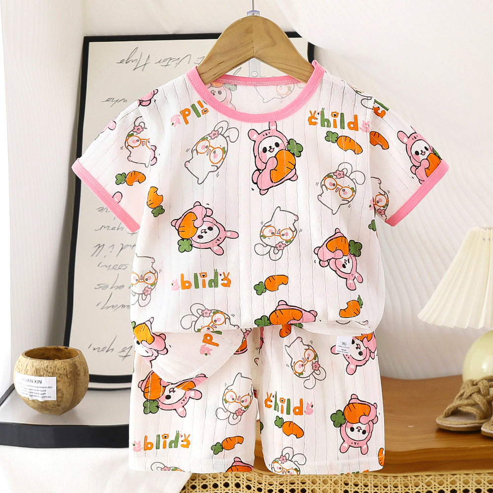 summer new arrivals: kids' short-sleeve and shorts sets - baby boys' and girls' t-shirt and shorts outfits, all-cotton wholesale
