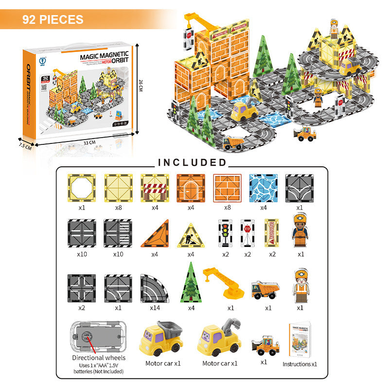 Kids educational diy painted diamond pattern magnetic track building blocks baby puzzle puzzle magnetic sheet square castle toy