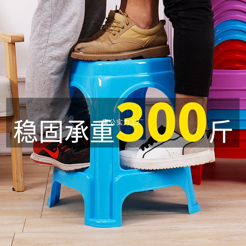 Extra thick red plastic stool cooked glue household thickened dining table stool plastic chair adult high bench high foot stool commercial