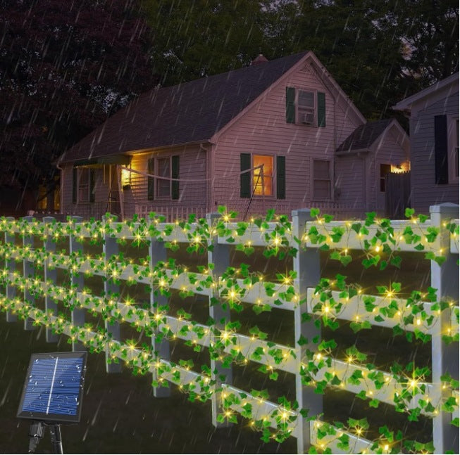Cross-border new product vine light string led green leaf creeper vine decorative lights flashing solar copper wire lights