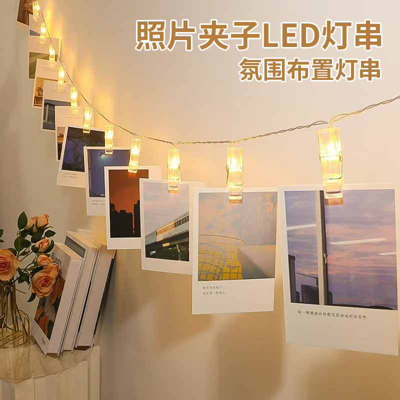 Cross-border led clip light string photo wall room decoration lights creative marriage proposal USB battery box copper wire light