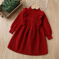 22winternew arrivalgirlsweater skirtsweet styledress female baby can add fleece-linedknittingdress