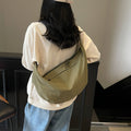 Large capacity fashion casual canvas bag women's versatile minimalist solid color student school crossbody bag lightweight shoulder bag