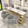 Widened 45cm marble nail table and chair set - special offer! economical single/double, light luxury, multi-functional, odorless, carbon steel with baked enamel finish