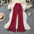 K-stylehigh waist polka dot casualcasualstraight-leg pants for women summer lazy style slimming lookeasiest for matchcasualslimming lookpants