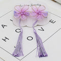 Hair accessories, hairpins, kids, girls, han dynasty accessories, gold edge tassels, costumes, ribbons, chinese style, antique style, pink