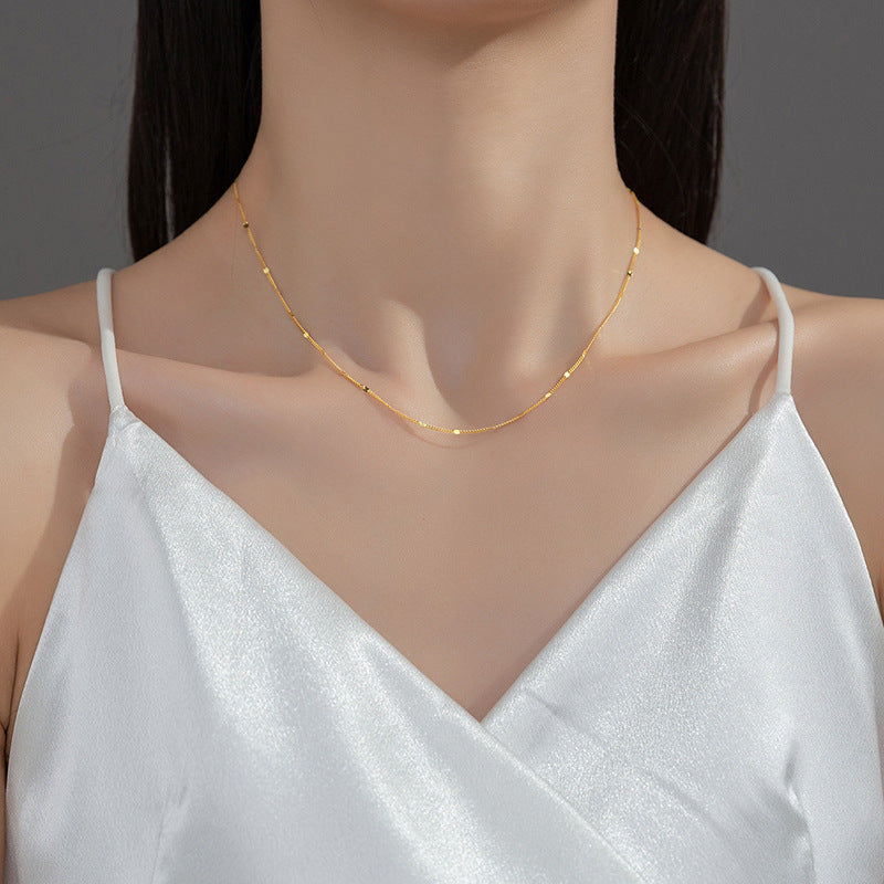 hot-selling jewelry casualniche style gold sequin necklace ins style accessible luxurysense of design single chain neck accessory