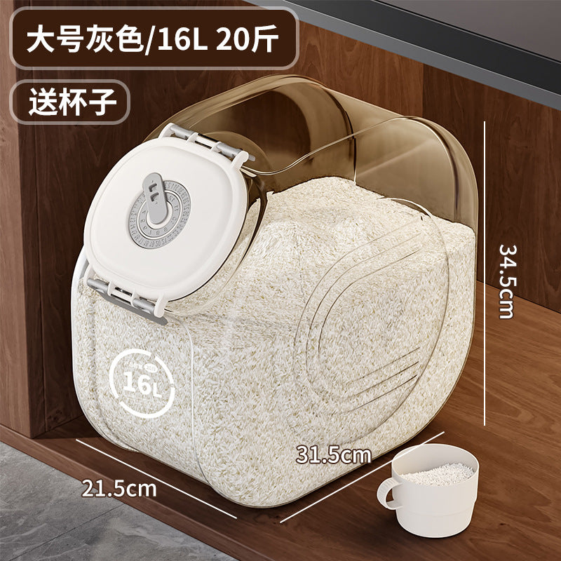 Rice barrel Household storage Sealed barrel Insect-proof and moisture-proof grain storage barrel Food grade Transparent grains Sealed grain storage tank