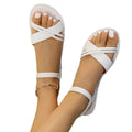 summer new women's thin strap criss-cross flat sandals - everyday versatile, plus size, solid color, cross-border wholesale