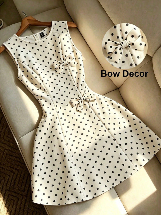 women's fashion:  summer new arrivals - european & american style, figure-flattering, polka dot, ruffle hem, sleeveless dress