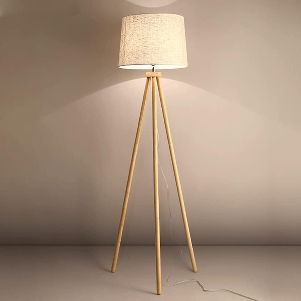 Cross-border floor lamp living room high-end bedroom cloth cover vertical table lamp wooden tripod floor atmosphere lamp customization