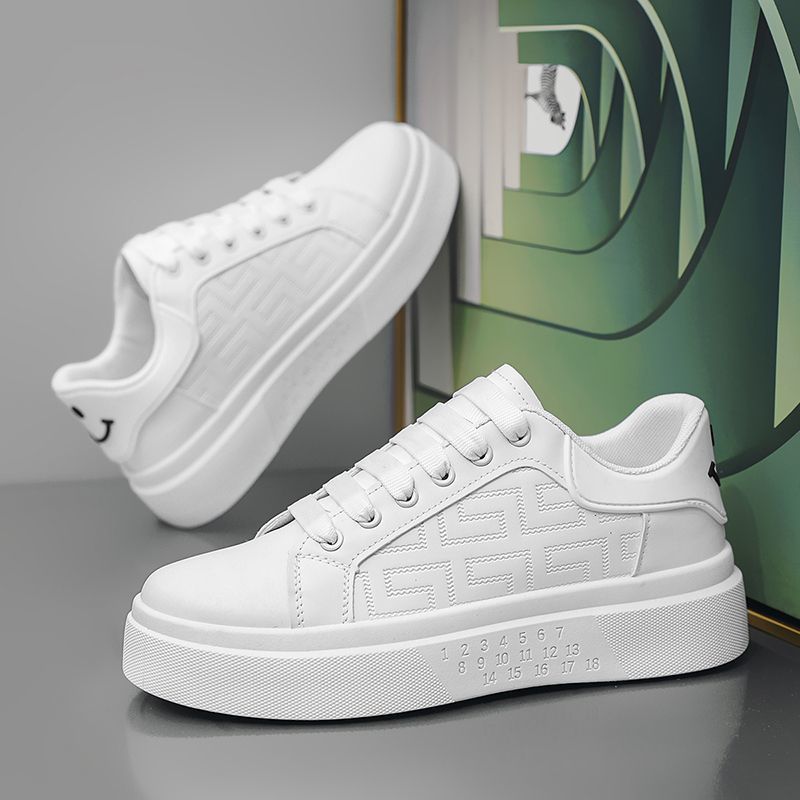 Men's fashion sneakers: 2025 spring new arrivals - trendy, versatile, chunky sole white shoes for students, athletic & casual wear