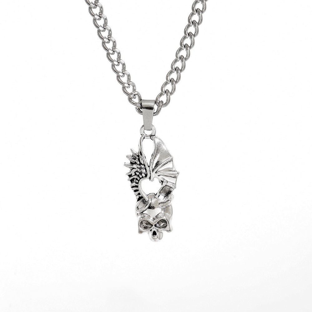 Wholesale retro punk cross necklace - european & american cross-border dark aesthetic skull heart pendant - halloween accessories for women