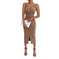 2025 summer european and american amazon independent station suspender dress silmsexyknitting slit one step skirt