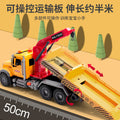 Boys' trailer toy crane - kids' car crane flatbed tow truck - engineering transport rescue vehicle with lights and sounds