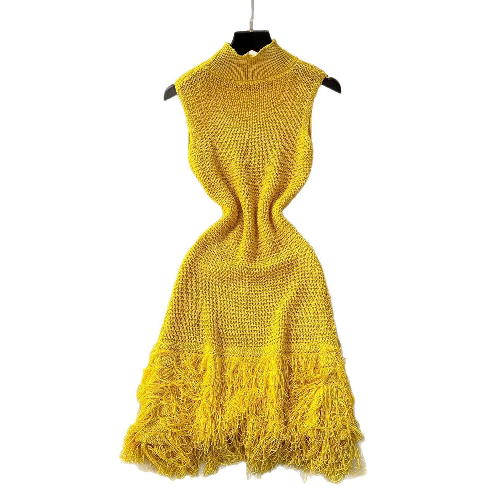European and american style minimalist sleeveless knit dress - women's summer raw hem slim fit bodycon mini dress - sexy & chic