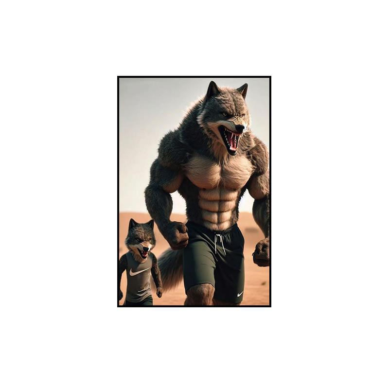 Gym decorative painting industrial style boxing hall hanging painting taekwondo martial arts hall fighting creative animal cartoon mural