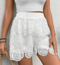 cross-border fashion: women's new lace-trimmed, versatile, mid-rise, solid color straight-leg shorts for  us & europe