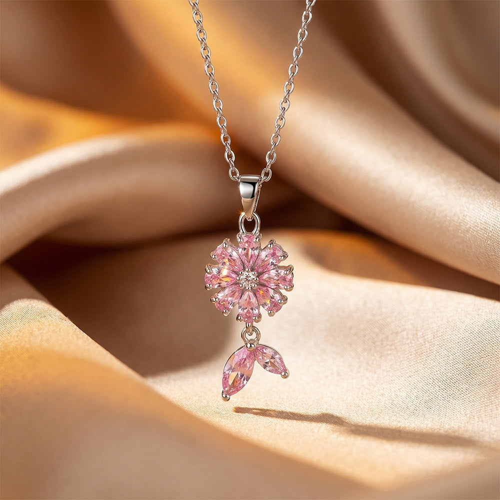 Popular hot-selling zirconium-inlaid classy necklace, accessible luxury, niche women's versatile elegant, simple, non-fading clavicle chain jewelry