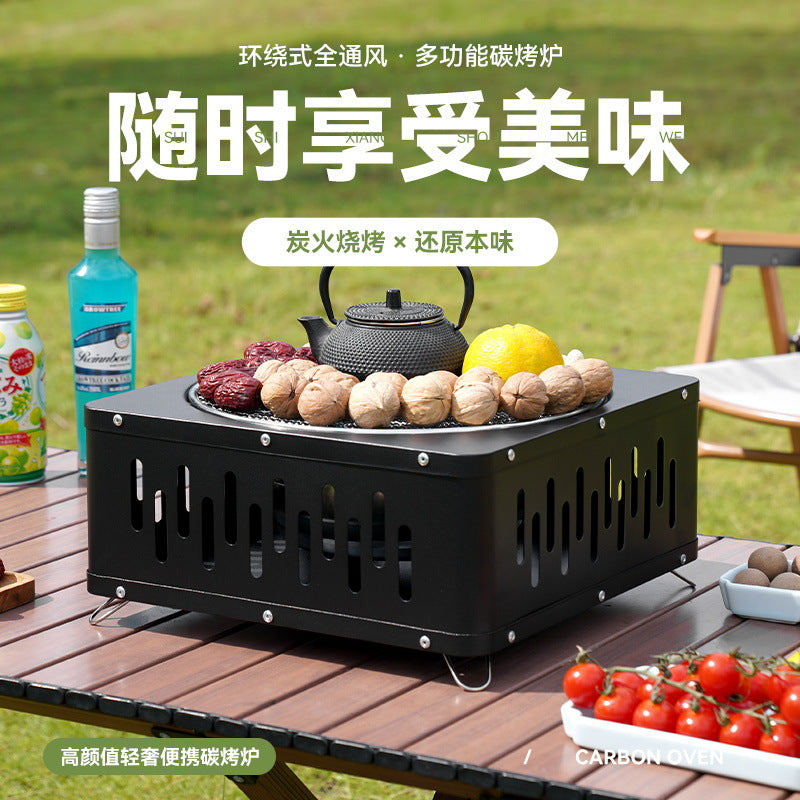 Multifunctional fire pit for tea brewing, camping, and indoor/outdoor use - portable charcoal grill for home, patio, and backyard bbq