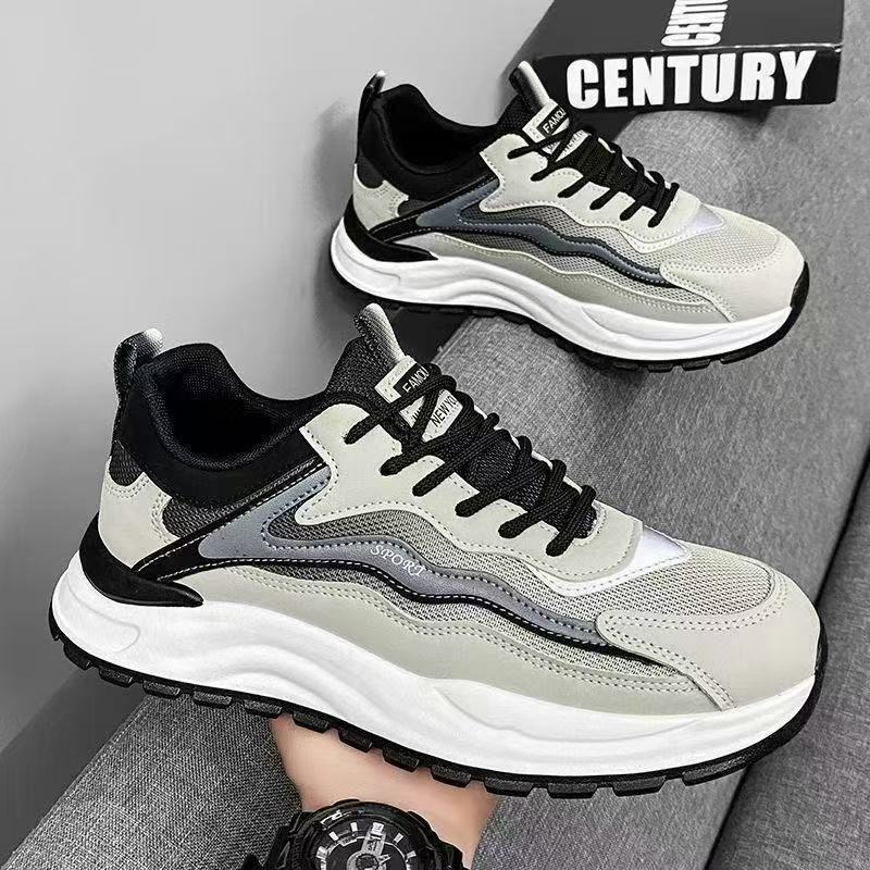 Men's summer breathable mesh athletic casual running shoes - versatile, height-increasing, trendy dad shoes for travel and teens