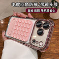 Silicone suction cup kickstand case for iphone 17 pro max, apple 15 electroplated four-corner shockproof phone case