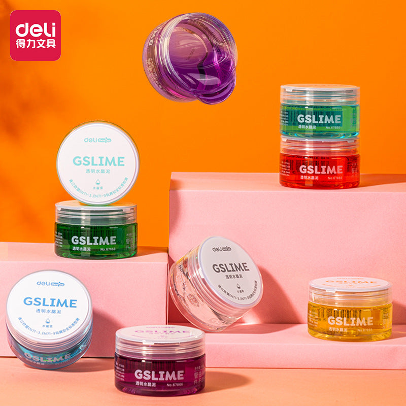 Deli 67866 transparent crystal mud color canned toy mud children DIY slime colored mud puzzle wholesale