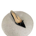 Bow-tie patent leather toe sandals for women, stunning and elegant french-style single shoes, stiletto heels, pointed toe, low-cut nude high heels