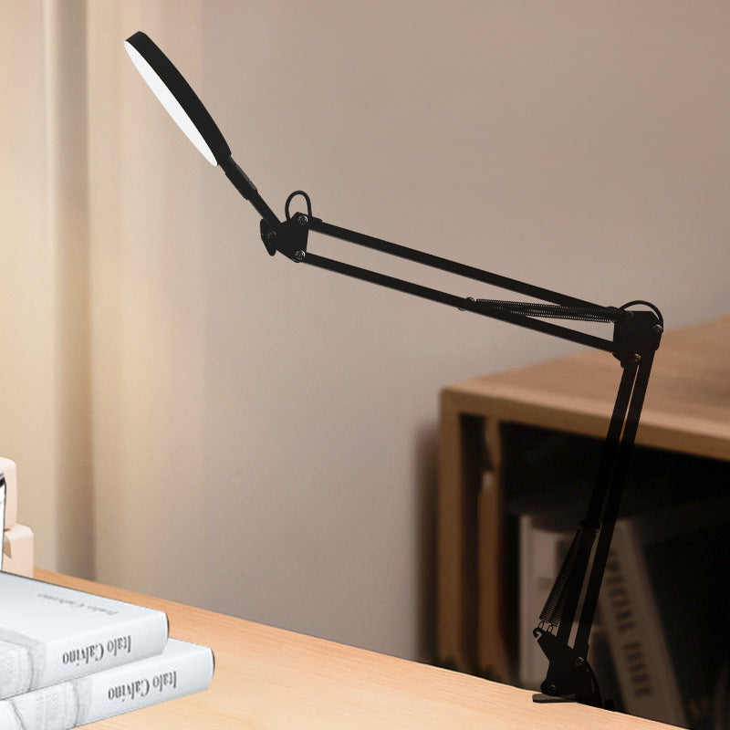 Clip-on desk lamp - long arm, foldable, designer style - ideal for reading, drawing, and computer work