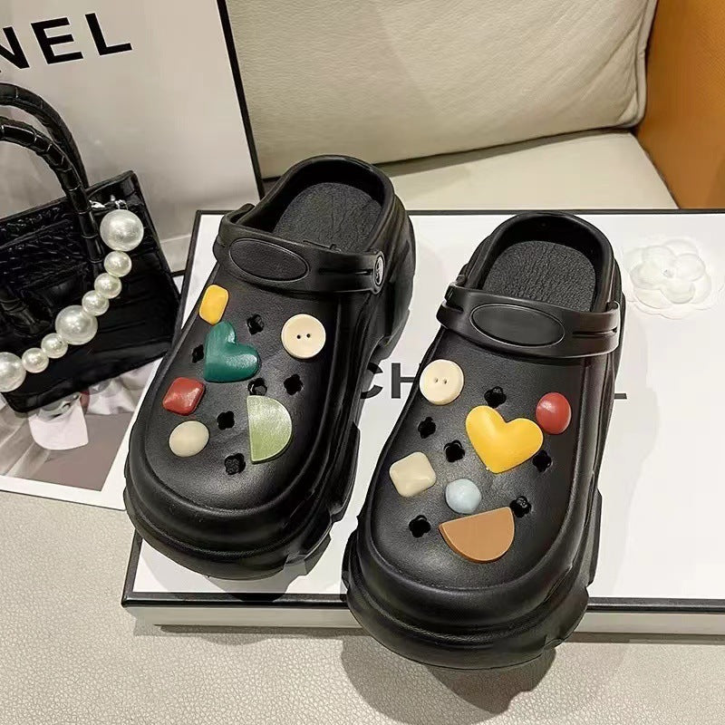 Crocs women's summer outwear 2024best selling thick sole heightening beach non-slip toe cap sandals women's new arrival