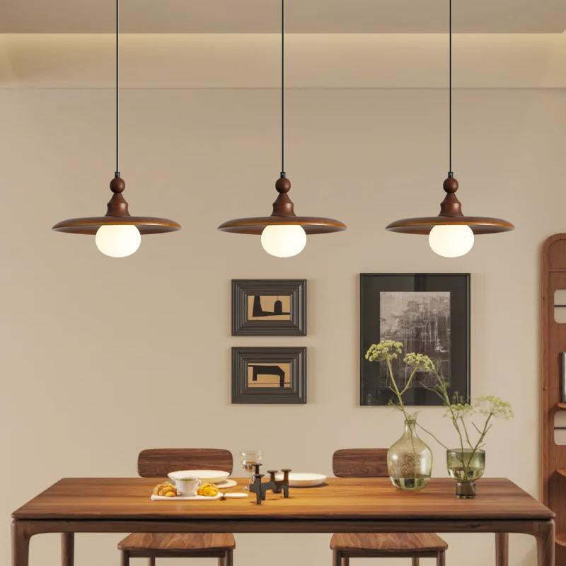 Wabi-sabi wind bedroom bedside chandelier retro walnut color dining table chandelier medium antique bar restaurant light