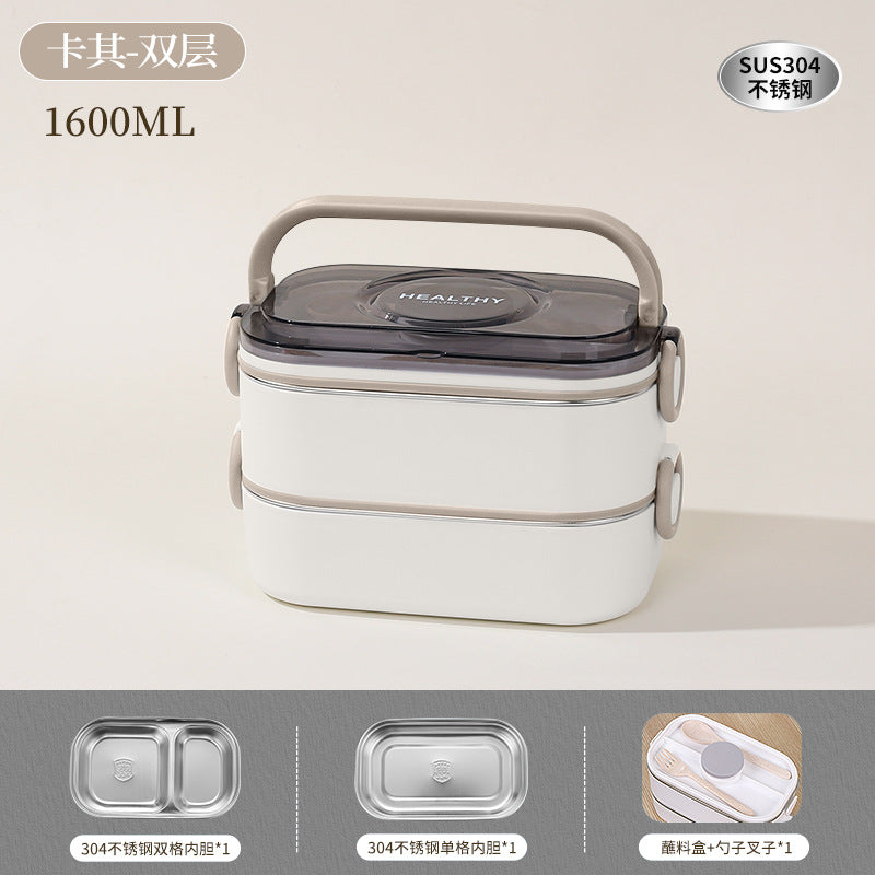 304 stainless steel multi-layer lunch box, office workers can enter the microwave oven for lunch, heat preservation lunch box, student bento box
