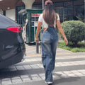 European and american style women's casual straight-leg denim overalls -  cross-border women's streetwear multi-pocket denim jumpsuit