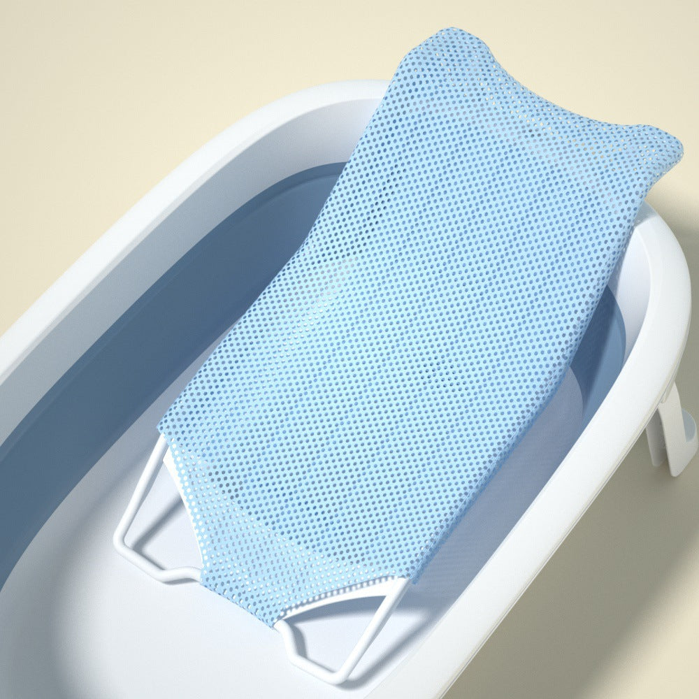 Baby bath net headrest bath bed kids non-slip bath support net newborn bathing net baby bath rack hangable bath mat