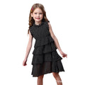 Girls' polka dot black ruffle dress, kids' sundress, ages 3-12, korean style summer new arrival