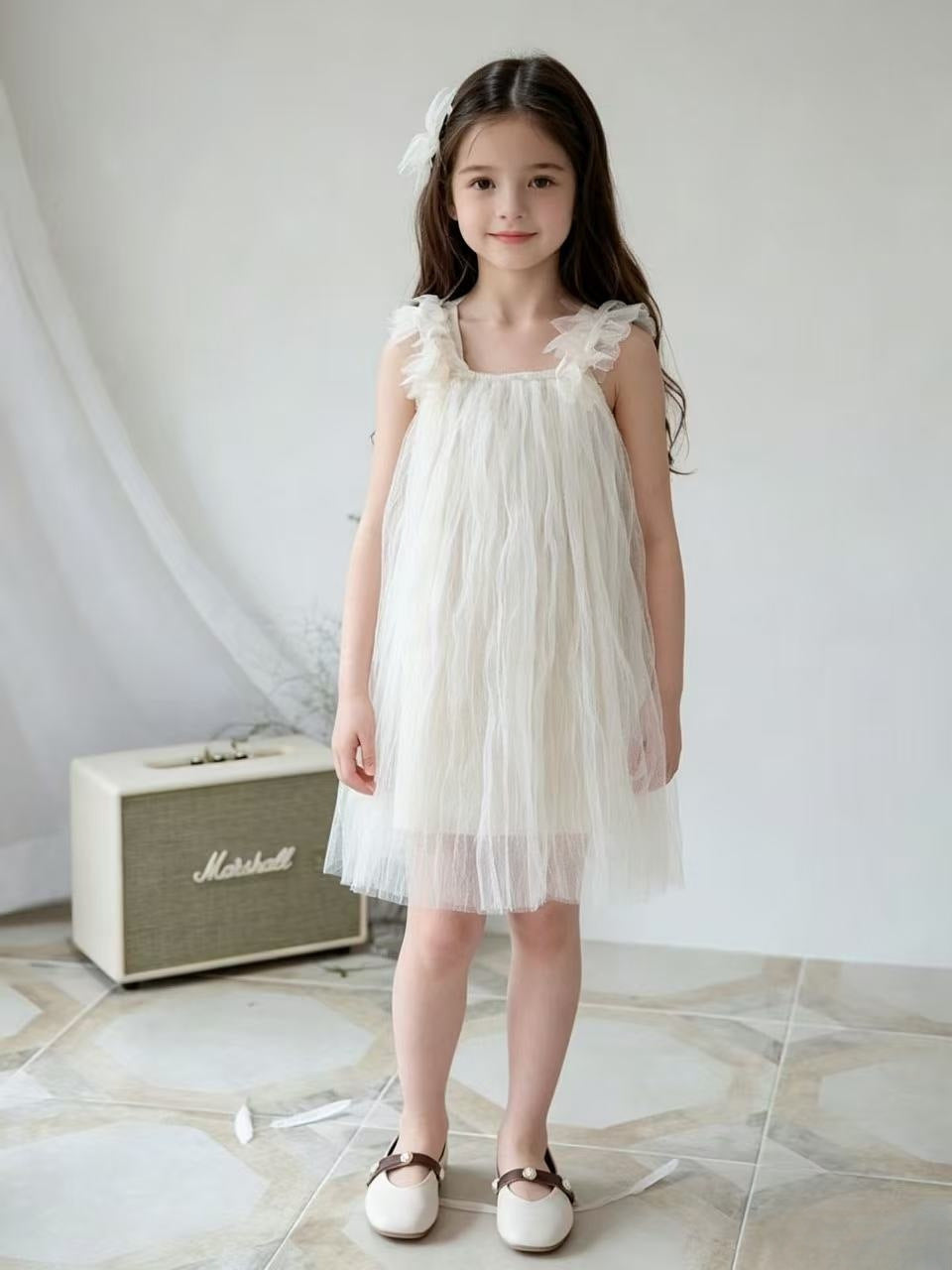 Korean style girls' summer dress - trendy backless sleeveless 7-year-old fairy dress - princess party dress for mid-to-large children - tulle tutu skirt