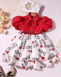Girls' printed princess dress - red, stylish baby outfit, foreign trade chiffon, little girl's clothing, children's skirt, cross-border e-commerce