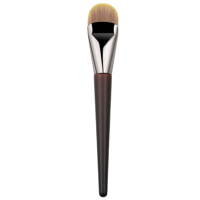 Single tongue-shaped traceless powder bottom brush with wooden handle, ultra-thin soft bristles, makeup brush, comfortable and non-eating powder, beauty tool, makeup brush