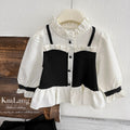 Girls' outfit set:  autumn new fashion korean style chanel-inspired blouse, chic two-piece set for little girls