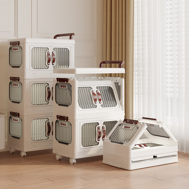 Xinle, light luxury cream wind cart storage cabinet, installation-free storage cabinet, double door multi-layer thickened storage box