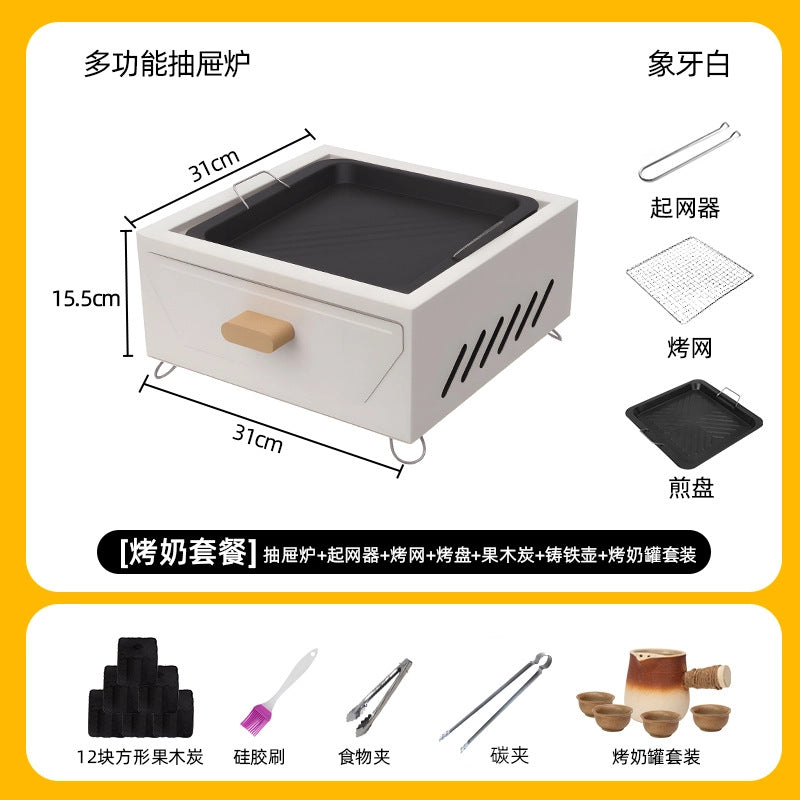 Multifunctional outdoor bbq grill set - portable charcoal grill for camping, home, patio, and backyard use